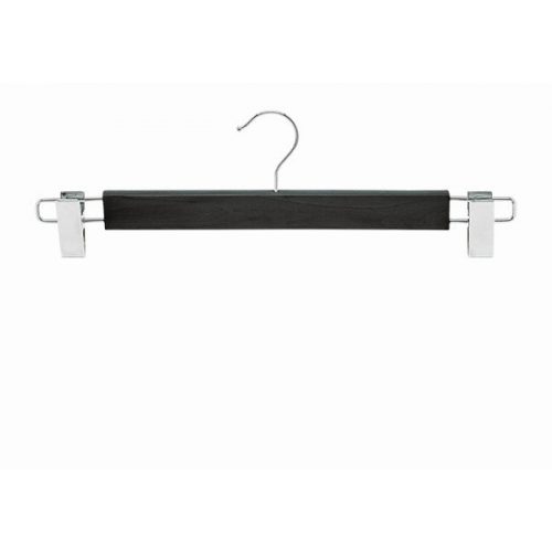 Wooden hanger with pants clips