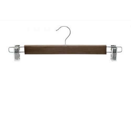 Wooden hanger with pants clips